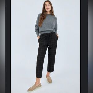 Babaton Black Checkered Ankle Pants